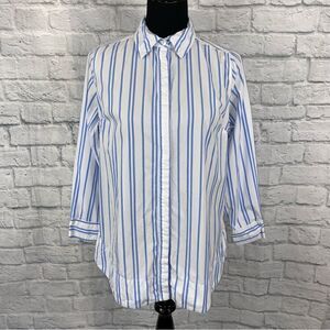 Denim 24/7 button down stripe top w/flare back blue & white sz 12W
